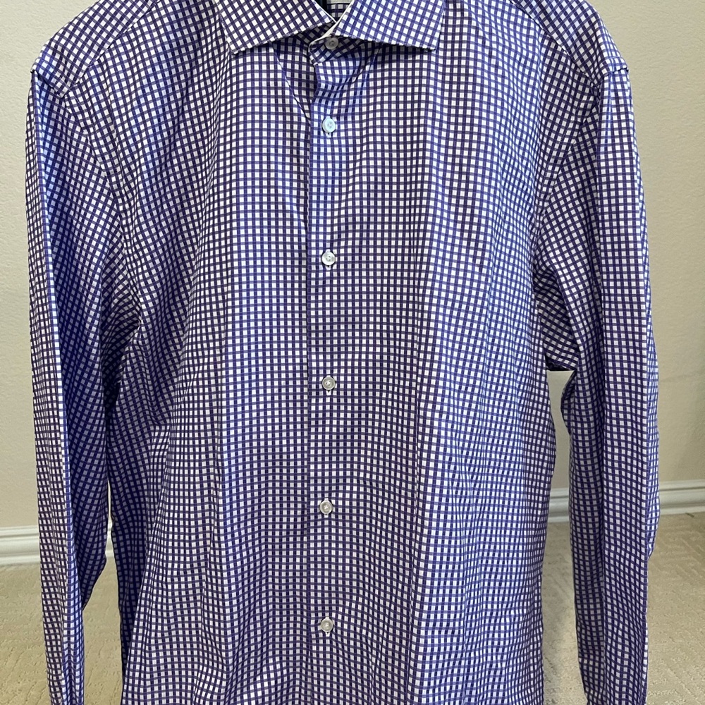 Robert Graham Men's Blue and White Checkered Shirt